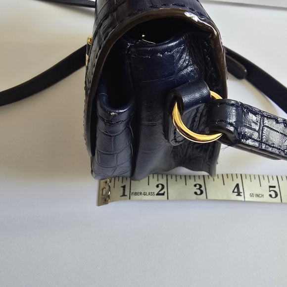 Lauren Ralph Lauren Croc-Embossed Leather Crossbody Bag Blue - Picture 12 of 13